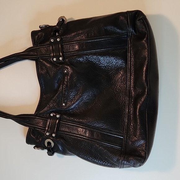 B Makowsky 100% Leather Purse Handbag Nickel Hardware Black W/Cheetah Lined EUC - Picture 3 of 13